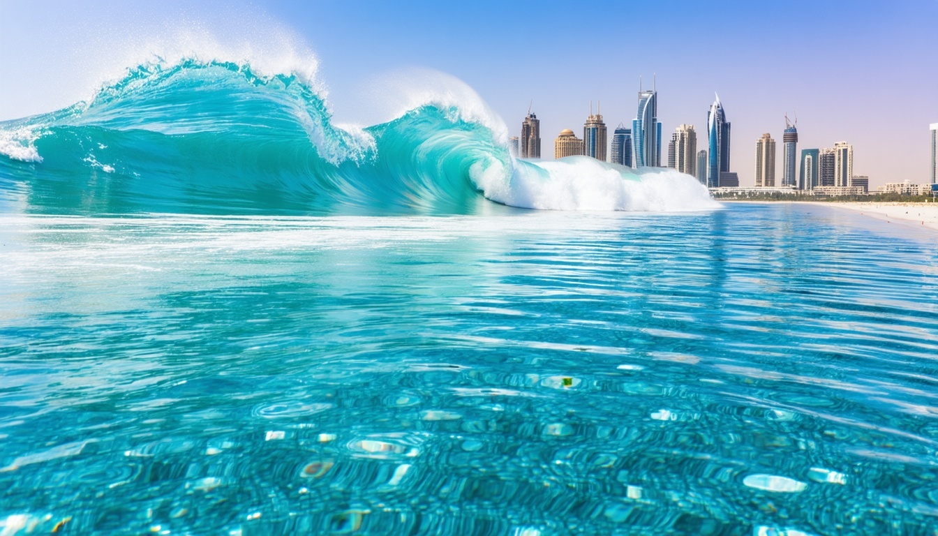 Peaceful wave pool in Dubai